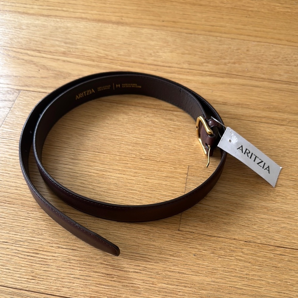 Aritzia dark brown leather belt